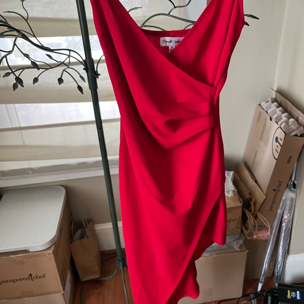 Elegant Red Draped Dress
